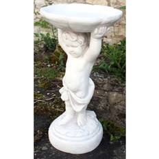 Geko Stone Effect Cherub Bird Feeder Or Bird Bath