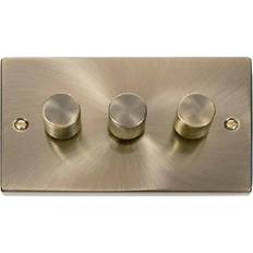 Click Scolmore Deco 3 Gang 2 Way 100W LED Dimmer Switch Antique Brass