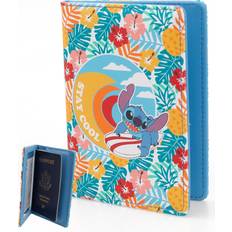 Disney Passfodral Disney Lilo and Stitch Passport Holder- Cute Travel Wallet for Fans, Officially Licensed - Blue, yellow