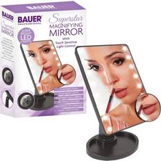 Bauer LED Touch Controlled Cosmetic Mirror Portable 5 Time Magnifying