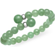 Macy's Green Bracelets Macy's Green Jade 16 mm Wrap Open Bangle Bracelet in Sterling Silver Green