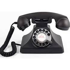 Gpo 200 Classic Vintage Phone Rotary Dial, Cloth Cord, Traditional Bell Ring Tone Black