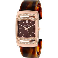 Swarkovski Wrist Watches Bulova Caravelle ny womens rose gold watch, crystals, maroon bangle band