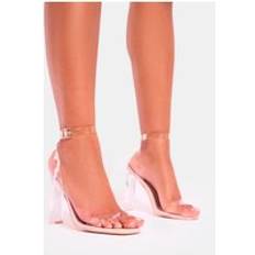 Public Desire Inka Nude Perspex Round Toe Flat Block Heels nude