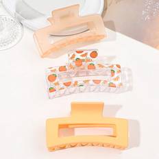 Orange Hair Clips Shein pcsSet Summer Orange Matte Fruit Cartoon Transparent Claw