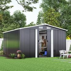 Living and Home Shed 10 12 Storage Shed Roof Double Door with Foundation Base (Building Area )