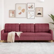 Röda Soffor vidaXL 3-Sitssoffa Vinröd 210 cm Tyg Soffa 3-sits