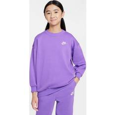 Girls - Purple Sweatshirts Nike Kids' Sportswear Club Fleece Crewneck Sweatshirt Black Raspberry/White