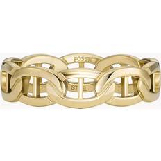 Fossil Women Rings Fossil Heritage D-Link Gold-Tone Stainless Steel Band Ring JF04782710