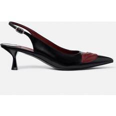 Viscose Heels & Pumps Stella McCartney Lip Appliqué Kitten Heels, Woman, Pitch black