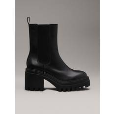 Calvin Klein Dam Kängor & Boots Calvin Klein Leather Chunky Chelsea Boots Black
