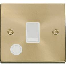 Click Scolmore Deco 20A 1 Gang DP Switch With Flex Outlet Satin Brass Insert White