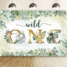 Shein Jungle Animals Wild One Backdrop For st Birthday Decoration Photography Background Gold Green Greenery Leaves Birthday Party Supplies Forest Animals T