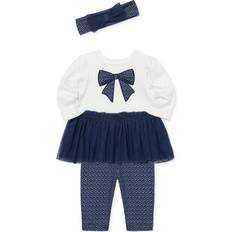 Little Me Baby Girls Sparkle Bow Tutu Dress, Leggings & Headband Set Blue