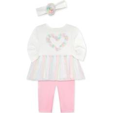 Little Me Baby Girls Rainbow Tutu Dress, Leggings & Headband Set Pink