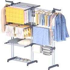 Plastic Drying Racks Rebrilliant Clothes Drying Rack, 4-Tier Telescopic, With Wheels, Foldable