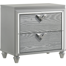 Silver - Wood Bedside Tables Benjara Haley Nightstand, 2 Shape Glittering Bedside Table