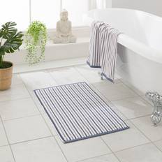 Dunelm Reversible Stripe Bathmat Charcoal