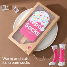 Underwear Shein Pair Of MidLength Socks For Men And Women With Ice Cream Pattern Novel And Creative Interesting Gifts Comfortable And Breathable Suitable For Hallowee