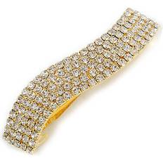 Hair Products Avalaya crystal wavy barrette hair clip grip gold plated metal