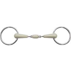 Brides et Accessoires Mors anneaux en flexi double brisure pour cheval Feeling Blanc
