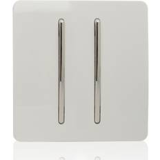 Trendi Switch Artistic Modern Glossy Tactile Auto Retractive 2 Door Bell White ART-2DBWH