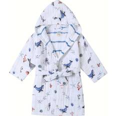 Organic/Recycled Materials Nightgowns Malabar Baby Certified Organic Muslin Reversible Bath Robe, Under The Sea, Size 7-8Y Maisonette