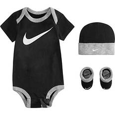 Nike Black Bodysuits Nike Baby Hat, Bodysuit and Booties 3-Piece Gift Box Set, Black Swoosh, 0/6M