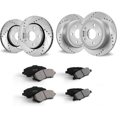 Friction Breaking VEVOR Drilled Slotted Front&Rear Brake Rotors Pads Kit