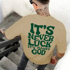 Slit T-shirts Shein Mens LooseFit Slogan Graphic Round Neck TShirt