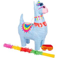 Llama Pinata Set with Stick Blindfold Multi Yellow