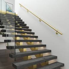 Rothley Rothley Satin Brass Stair Handrail Kit 3.6m Gold 3600 x 4 x 4cm