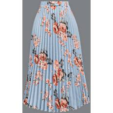 Florals - Women Skirts Shein Plus Womens Floral Printed Pleated Skirt With Vacation Style