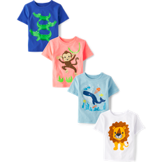 The Children's Place 18-24M T-shirts The Children's Place Baby Boy's and Toddler Animals Short Sleeve Graphic T-Shirts,Multipacks, Lion/Monkey/Alligator/Whale 4-Pack