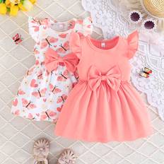 Hearts Dresses Shein Baby Girls Cute Butterfly Floral Print Short Sleeve Dress With Ruffled Collar pcsSet Summer