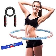 Hula Hoops M&C Hula Hoop for Adults Weighted Hula Hoop with Jump Rope and Resistance Band 6 Section Detachable Hoola Hoops Adjustable 2lb-3lb up to 4.4lb Weighted Hula Hoops for Women