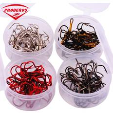 Fishing Accessories on sale Proberos 20Pcs/Box Fish Hooks Black Tea Silver Red 4 Colors 2#-4#-6#-8#-10#