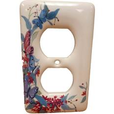 Blue Wall Outlets Leviton 5 ceramic decorative butterfly flower 1-gang duplex outlet wallplates Blue