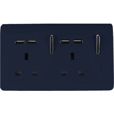 Trendi Switch 2 gang modern glossy 13 amp 4x2.1ma usb plug socket navy