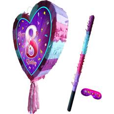 Piñatas Eighth Birthday heart pinata with stick 8th Piñata girls Party theme