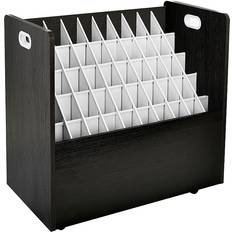 Blue Desktop Organizers AdirOffice 50-Compartment Mobile Wood Roll File Storage Organizer