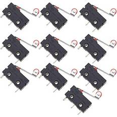 OTOTEC 10pcs Mini Roller Lever Arm Microswitch Black Momentary AC 5 A Current SPDT Pole Type 125-250V Lever Microswitch