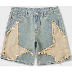 Shein Shorts Shein Mens Loose Fit Denim Shorts With StarShaped Patches And Insert Pockets