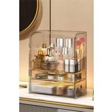 Living and Home Large Waterproof Acrylic Makeup Organizer Storage Box Skincare Display Case For Dormitory & Bedroom Vanity Case Clear Size