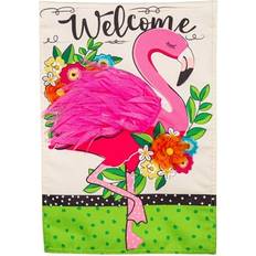 Cheap Flags Evergreen Gifts, Linen Garden Flag Floral Flamingo Welcome