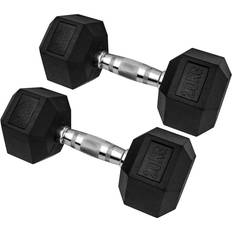 Muscle Squad Hex Rubber Dumbbell Pairs 2 x 20kg Free Exercise Chart Included 2 x 20kg