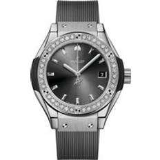 Hublot Women Wrist Watches Hublot Classic Fusion Racing Grey Titanium Diamonds 29mm 591.NX.7070.RX.1204 Titanium/Rubber/Grey