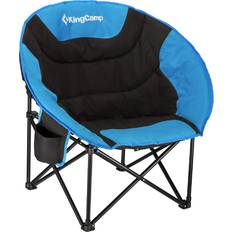 L Camping Chairs KingCamp Moon Saucer Camping Large Padded Folding Portable Heavy Duty Comfy Sofa Chair Supports 300lbs with Cup Holder and Carry Bag for Lawn Patio Sports, 27. 6" × 33. 5" × 31. 5" Black/RoyalBlue