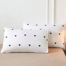Shein pcs Black Heart Shaped Love Pattern Pillow Case Black, White (66x50cm)