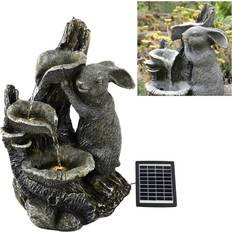 Geezy Solar water fountain led rabbit solar water feature home garden decoration